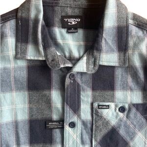 O'Neill Men's Gray and Blue Checkered Shirt